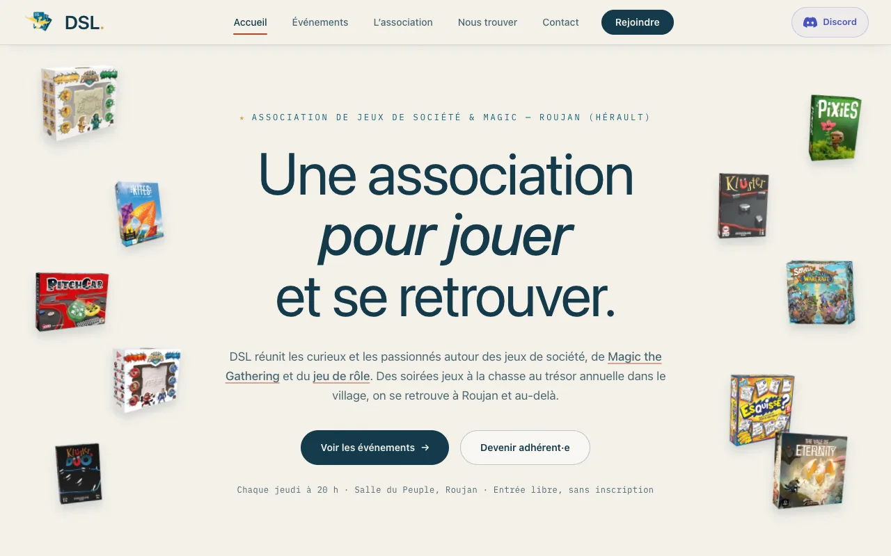 Aperçu du site de l’association DSL
