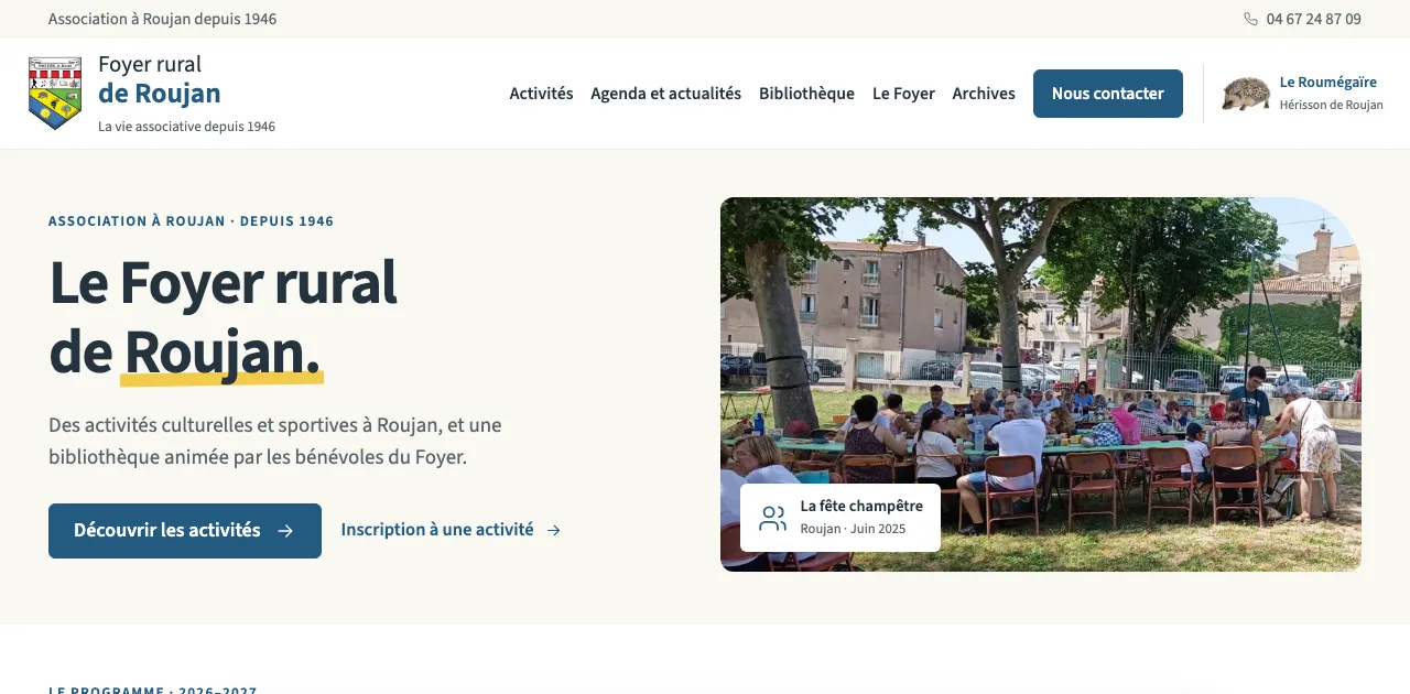 Aperçu du site du Foyer rural de Roujan